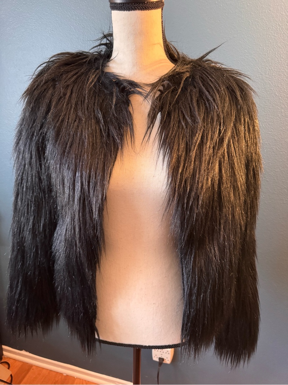 Chic Faux Fur Teddy Jacket in Black